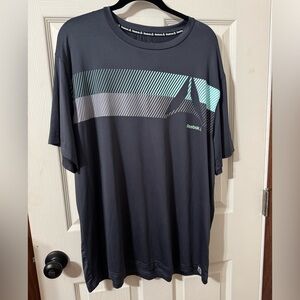 Reebok Men's Dark Grey and Teal Graphic Tee Dri fit material shirt Size XL